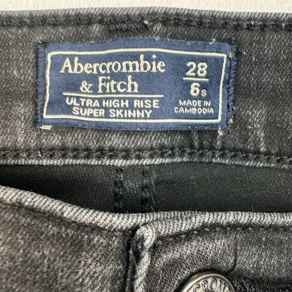Abercrombie And Fitch Super Skinny Jeans Womens Size 28/6S Black High Rise Stret - Picture 5 of 13